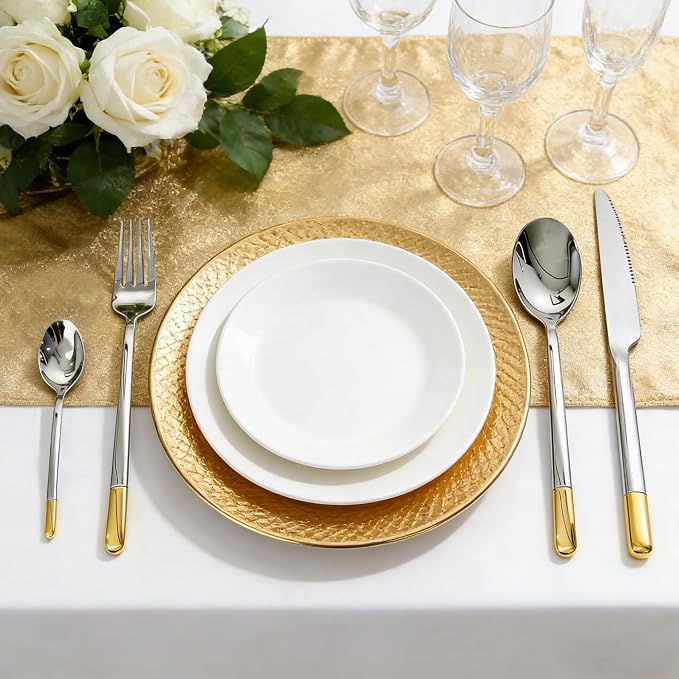 Silverware Set Service for 1, IKXO 4-Piece Modern Stainless Steel Flatware - Image 5