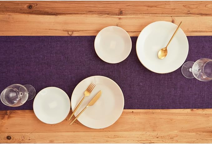 Solino Home 100% Pure Linen Table Runner Grape Woven, Athena 14 x 60 in | Table - Image 4