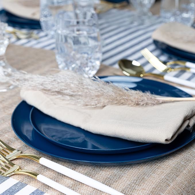 Dark Blue Plastic Party Plates Edge Collection Premium heavyweight Elegant - Image 9