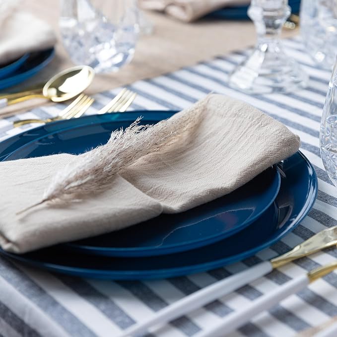 Dark Blue Plastic Party Plates Edge Collection Premium heavyweight Elegant - Image 8