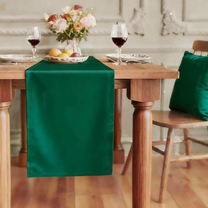 FOLINS&HOME Green Waterproof Decorative Table Runner 108 Inches Long | 210GSM by FOLINSHOME