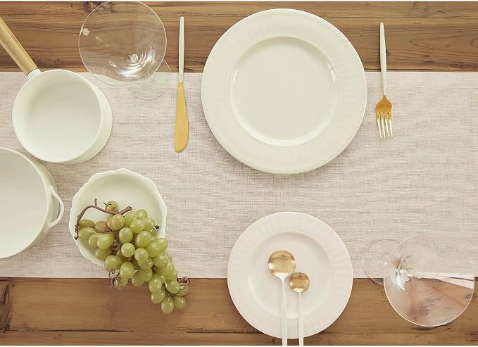 Solino Home 100% Pure Linen Table Runner Natural Woven, Athena 14 x 60 in | - Image 4