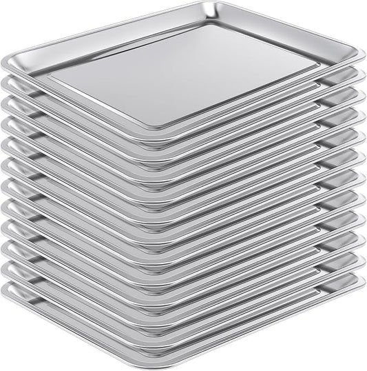 Funnymoom 12 Pack Stainless Baking Sheet Cookie Pans 18 x 13 x 0.8 Inch Metal by Funnymoom
