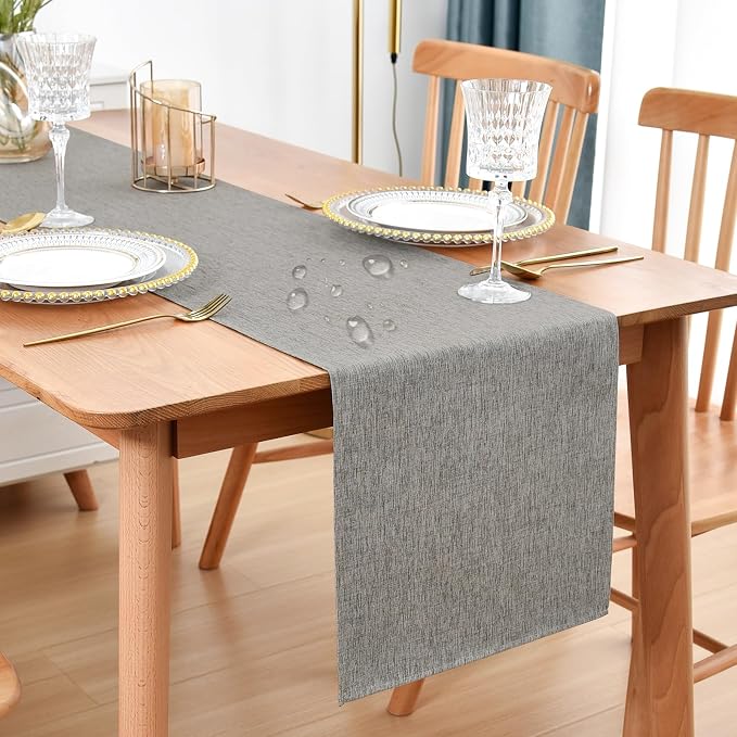 Faux Linen Table Runner Water Resistant 13 x 72 in, Coffee Table Runner by Nacuci