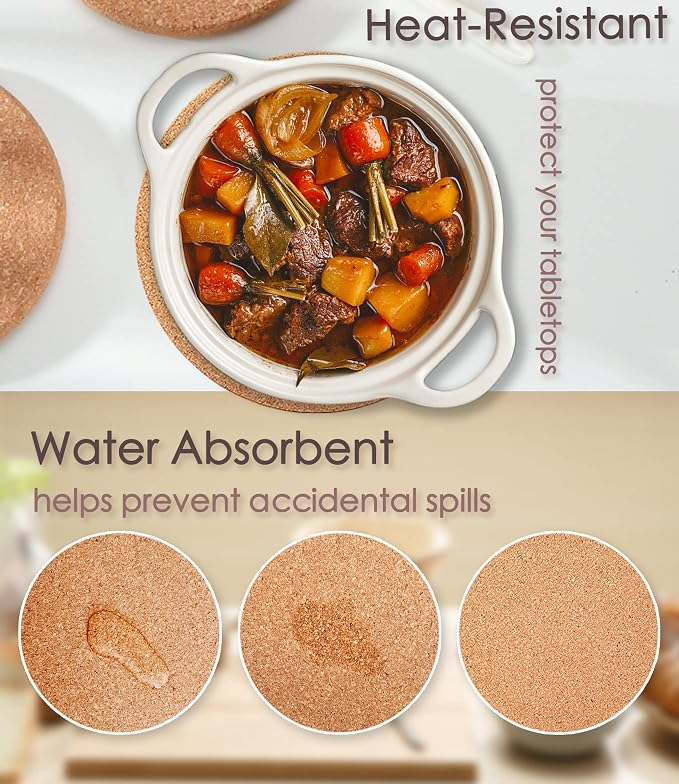 Cork Trivets for Hot Dishes, Hot Pots and Pans, 10 Inch 4 Pcs | High Density - Image 6