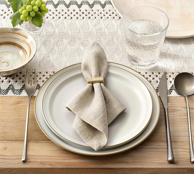 Macrame Side Trim Boho Woven Table Runner, Moss 12x60 Inch | Crochet Hollow - Image 2