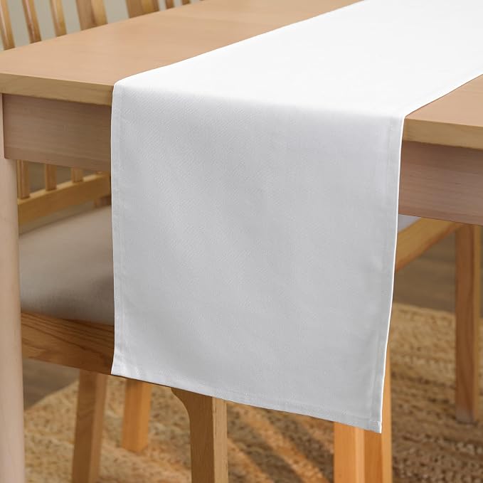 Encasa XO Table Runner, Cotton Canvas Dining Runner 13"x118" | White, 180 GSM by EncasaXO