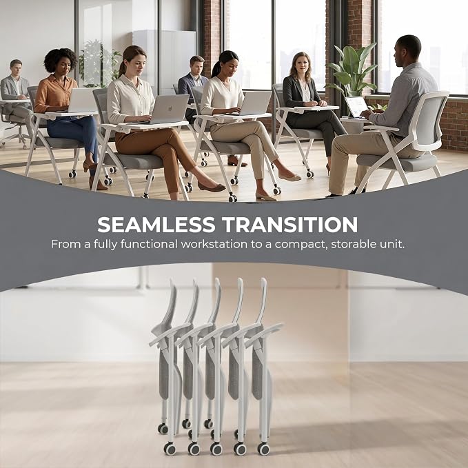 10 Pack Foldable Office Training Chairs - Image 7