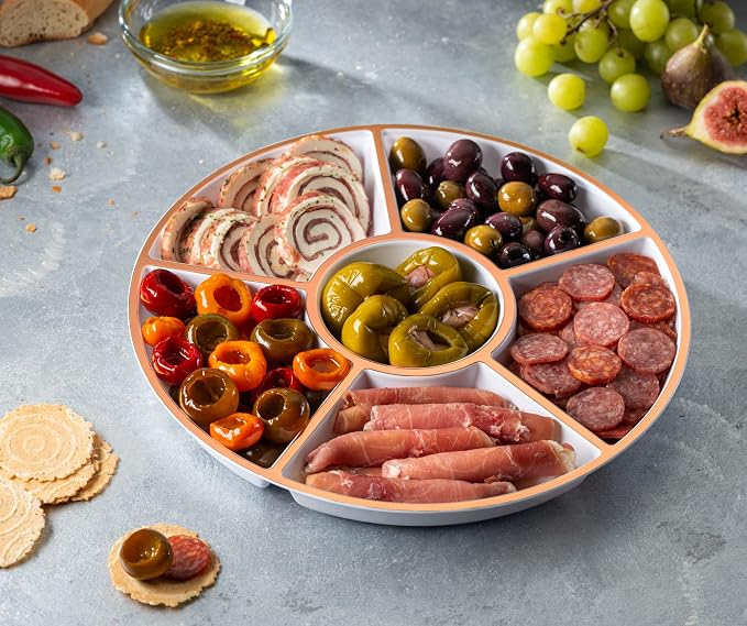 Plasticpro 6 Sectional Round Plastic Serving Tray/Platter - Image 2