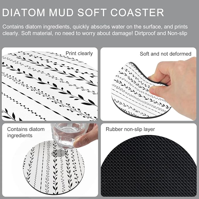 Modern Minimalist Art Coasters Set of 6, Absorbent Coasters - Image 9