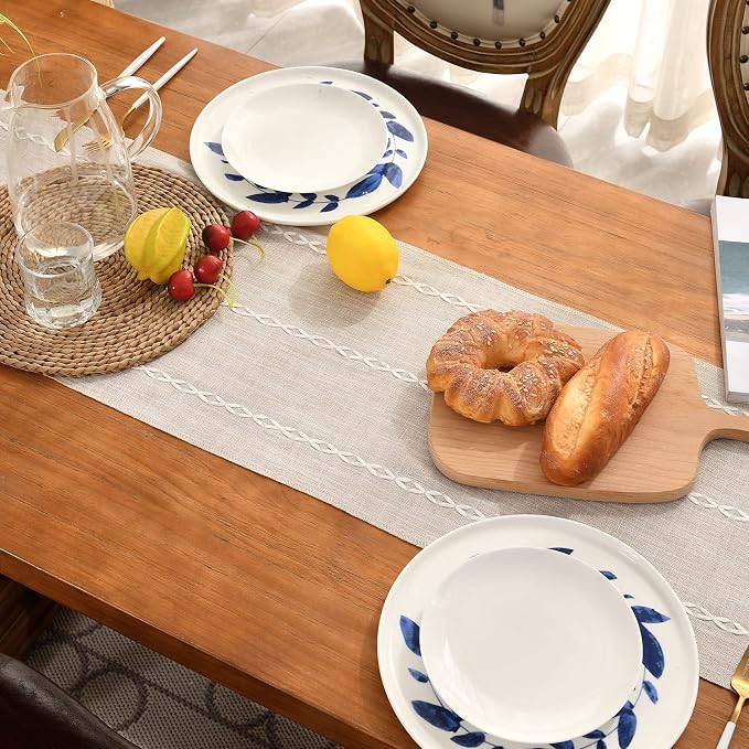 Wracra Rustic Linen Table Runner, Light Coffee Table Runners 60 inches Long | - Image 4