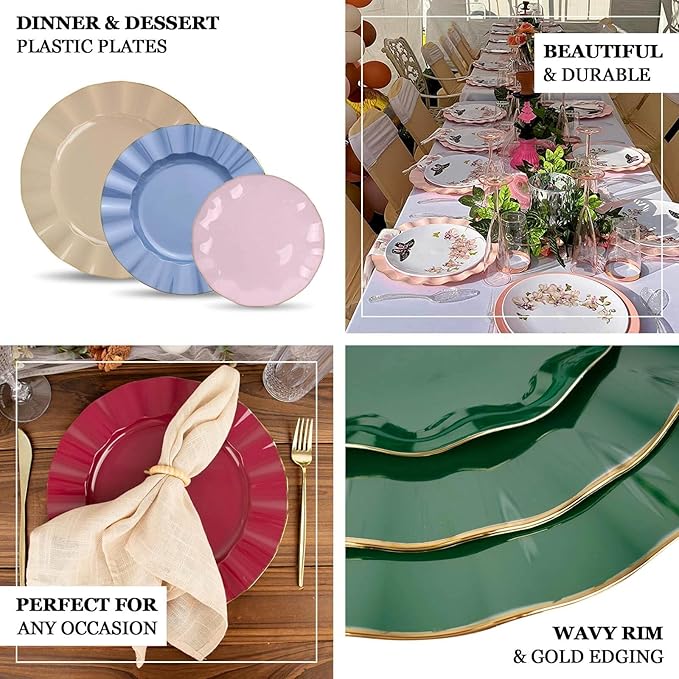 Efavormart 9" Salad Plates – Set of 10 Plastic Black Round Disposable Plates - Image 4