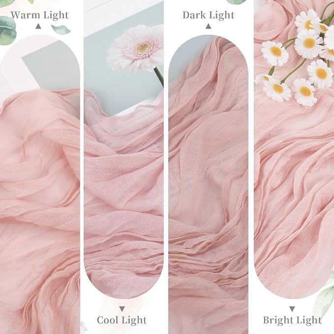 10 Pack Dusty Pink Spring Summer Cheesecloth Table Runners 35x120 Inches - Image 7