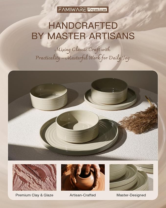 Dinnerware Sets for 8, Ceramic Plates, Chip & Scratch Resistant Everyday - Image 6