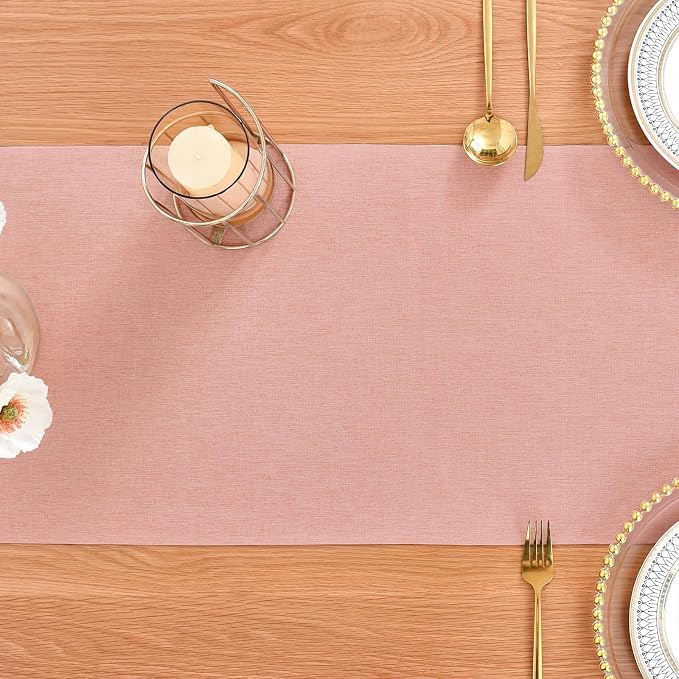 Faux Linen Table Runner Water Resistant 13 x 60 in, Coffee Table Runner - Image 7