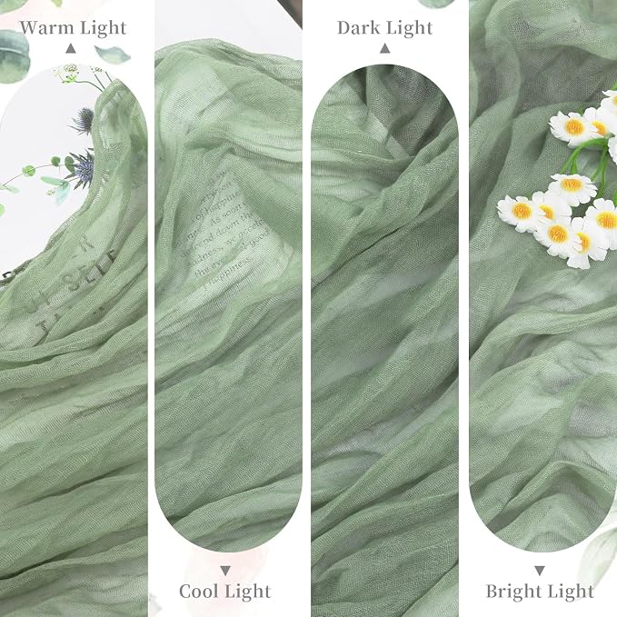 10 Pack Sage Green Cheesecloth Table Runner 35x120 Inch, Boho 10FT Cheese Cloth - Image 7