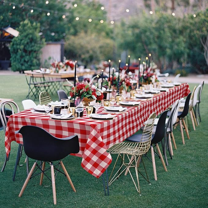 Red and White Plaid Tablecloth Waterproof, 2 Pack, 54 x 108 inch | Buffalo - Image 4