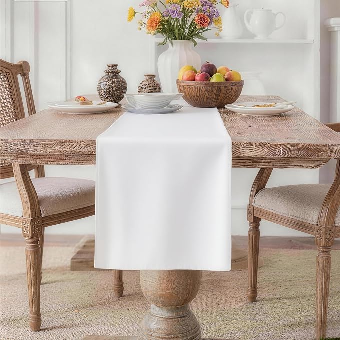 MEANMOY White Table Runner 90 Inches Long Waterproof Table Runners | Washable by MEANMOY