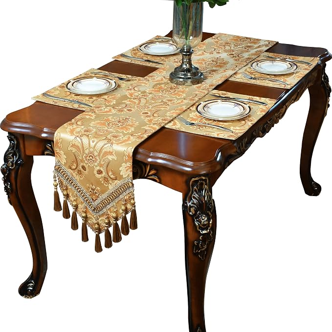 Luxury Velvet Gold Table Runner 125 Inches Long by NYSMXF