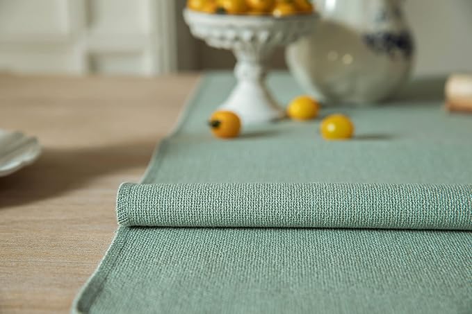 Sage Table Runners 72 Inches Long, Burlap Linen Style Rustic Farmhouse Table - Image 5