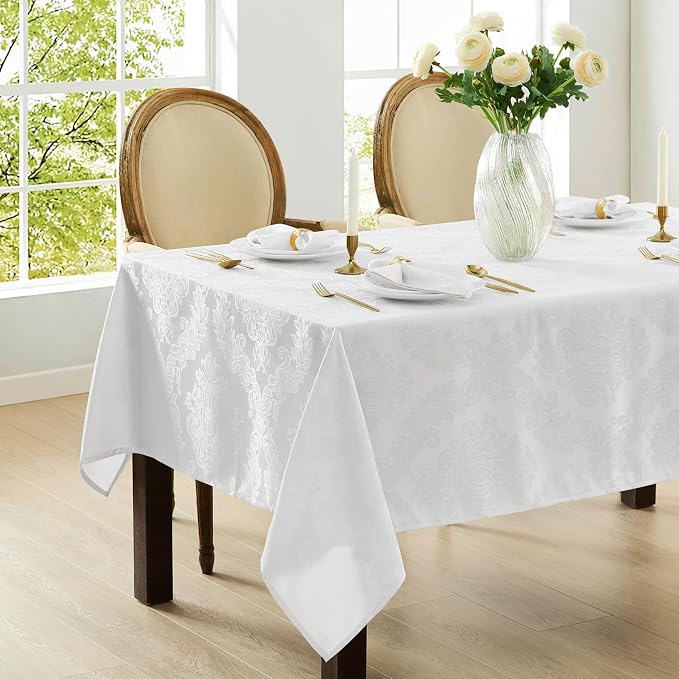 Newbridge Barcelona Luxury Damask Fabric Tablecloth, 70” Extra Wide x 108” - Image 7