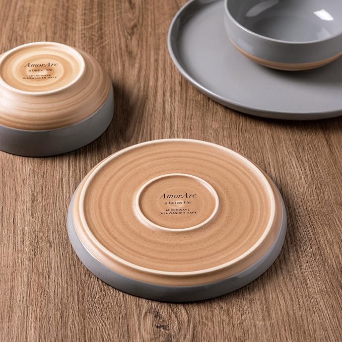 AmorArc Dinnerware Sets for 6, 18 Pieces Ceramic Plates and Bowls Set | Scratch - Image 4