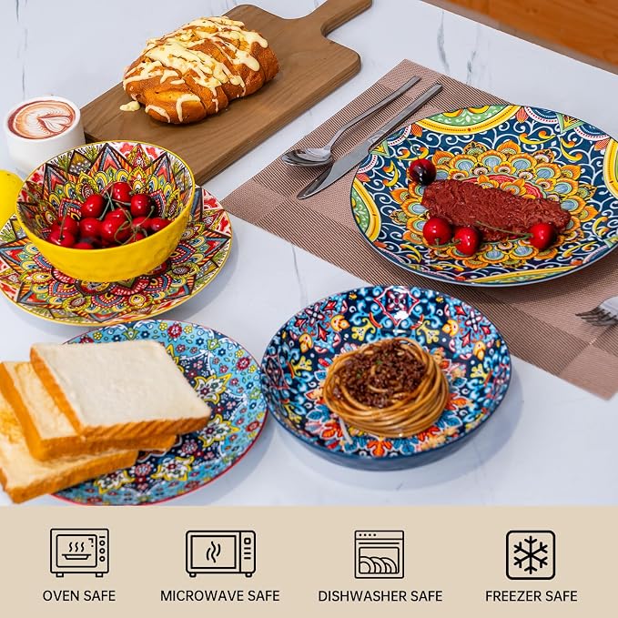 Dinnerware Set, Service for 4, Plates and Bowls Set, Ceramic Dishes Set for 4 - Image 4