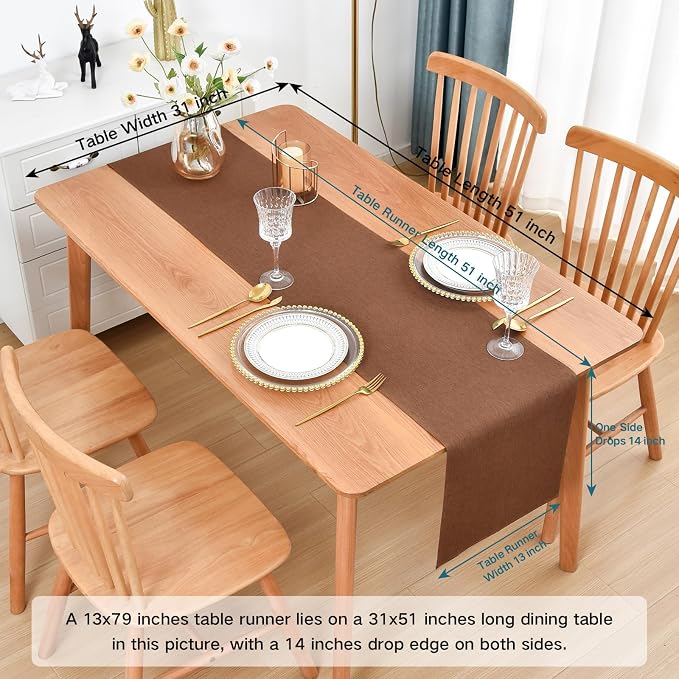 Faux Linen Table Runner Water Resistant 13 x 72 in, Coffee Table Runner - Image 2