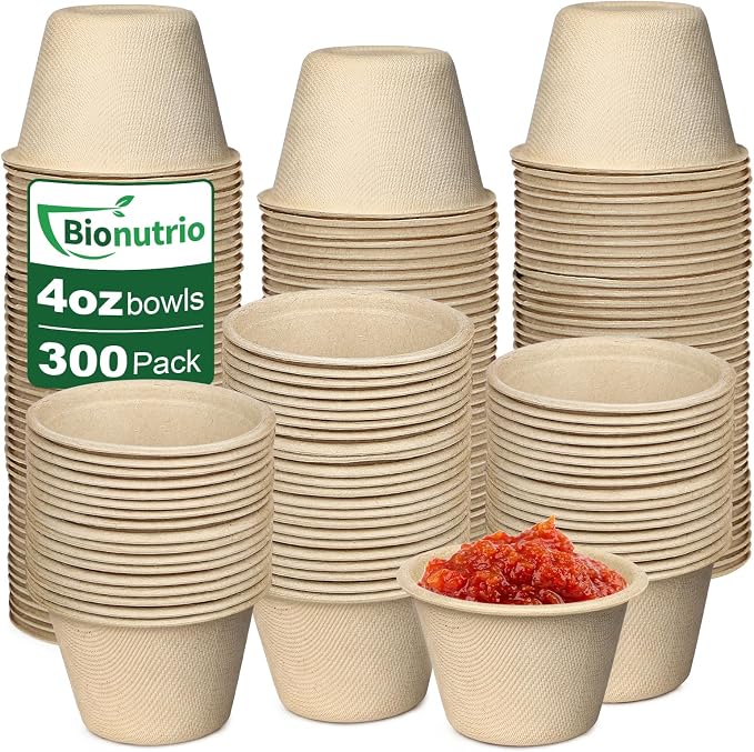 4 oz Small Paper Bowls Bulk, 300 Pack Disposable Chili Bowls | Eco-friendly by HOME