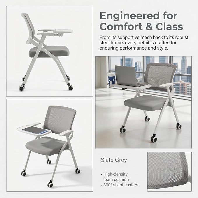 10 Pack Foldable Office Training Chairs - Image 4