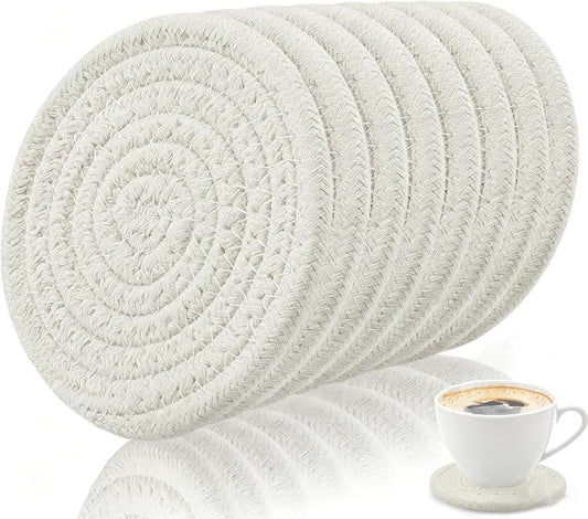 Coasters Set of 8, Cotton Woven, 4.3 inches, by Unknown
