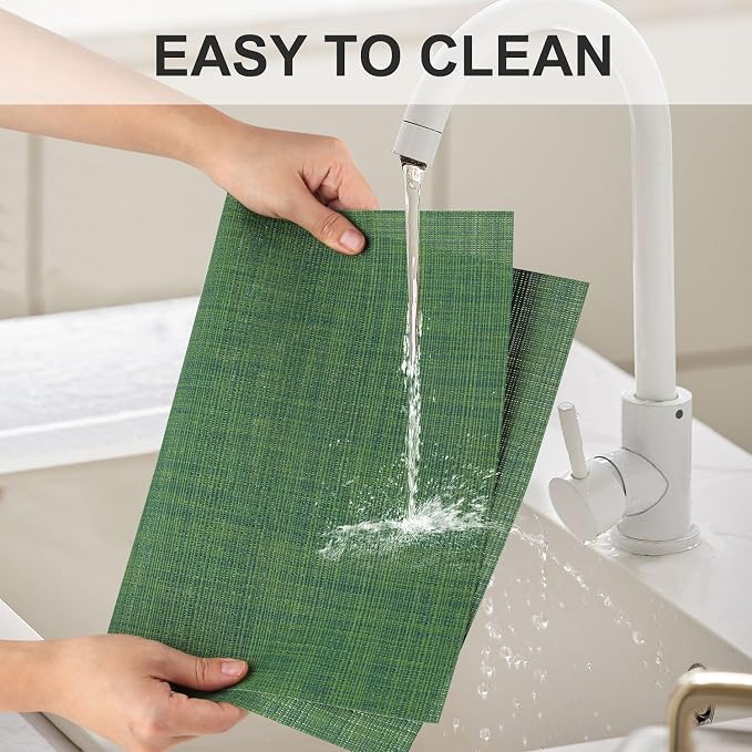Vinyl Placemats Set of 4, PVC Woven Washable Non-Slip Table Mats, Heat - Image 3