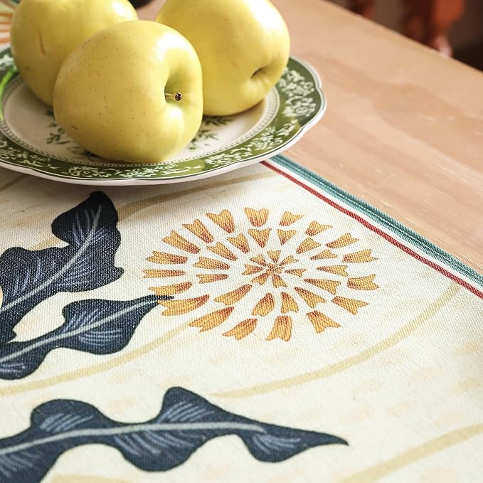 bilin gaier Designer French Linen Small Table Runner, Floral Pattern, Dining - Image 4
