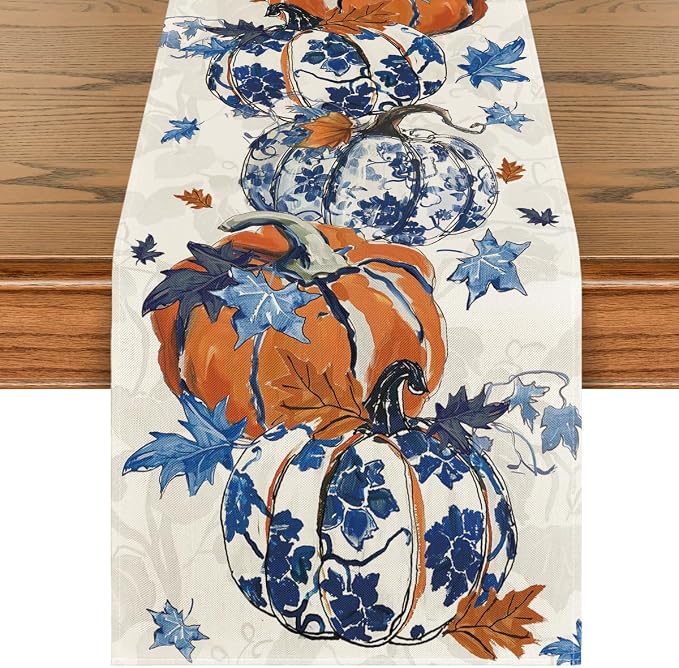 Artoid Mode 210 GSM Fall Table Runner 13x120 Inch Home Party Decor | Pumpkins by ArtoidMode