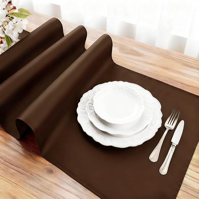 FOLINS&HOME Brown Waterproof Decorative Table Runner 36 Inches Long | 210GSM - Image 3