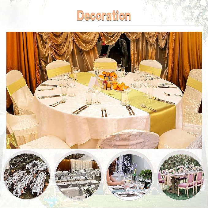 Gold Table Runners, 12x108 Inches, 2 Pack | Silk and Smooth Fabric, - Image 7