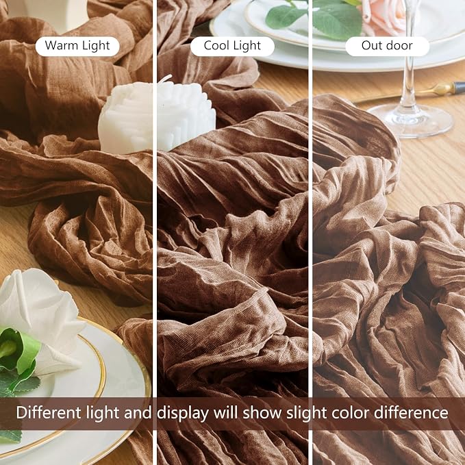 Cheesecloth Table Runner Brown 10FT Boho Gauze Runner, 6 Pack | 120 Inch Cheese - Image 8