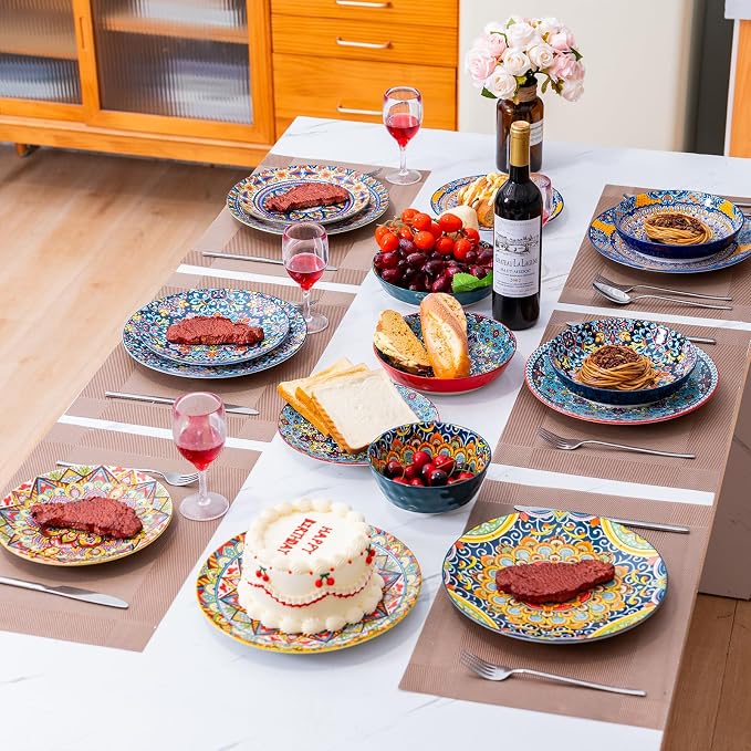 24 Pieces Dinnerware Sets, Ceramic Plates and Bowls Set, Microwave and - Image 5