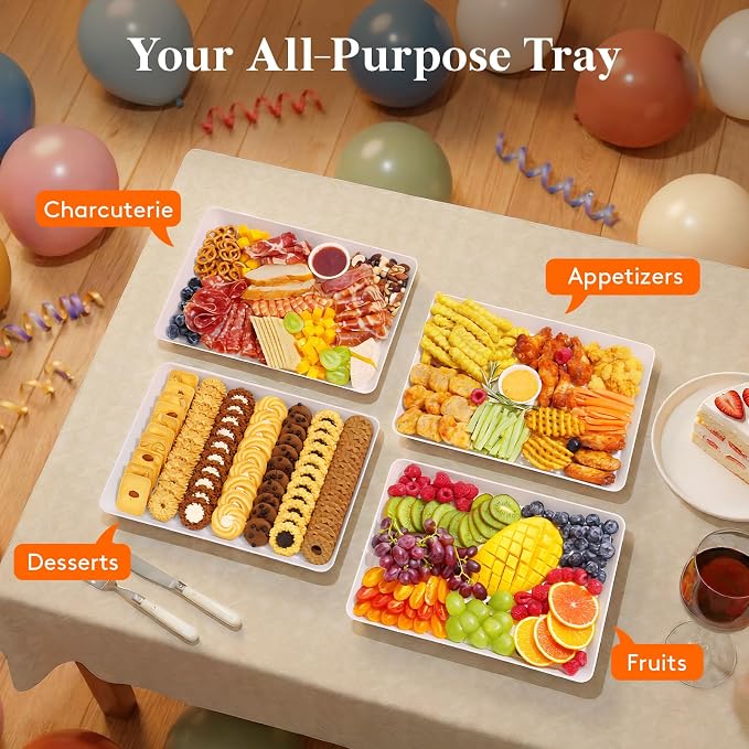 Lifewit 14.5" x 9.5" Large Plastic Serving Trays - Image 4