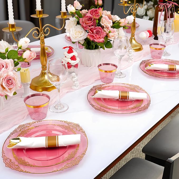 Bestluck 700PCS Burgundy Disposable Dinnerware - Image 7