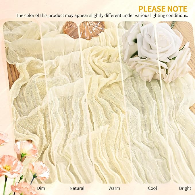 4 Pack Cheesecloth Table Runner 10FT Beige Table Runner Boho Gauze Cheese Cloth - Image 7