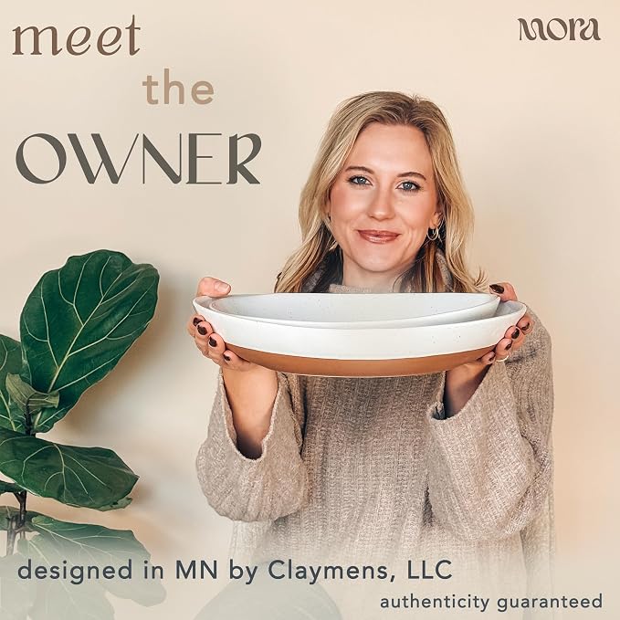 Mora Ceramic Large Serving Bowls- Set of 2 Oval Platters - Image 4