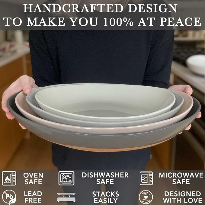 Mora Ceramic Large Serving Bowls- Set of 2 Oval Platters - Image 3
