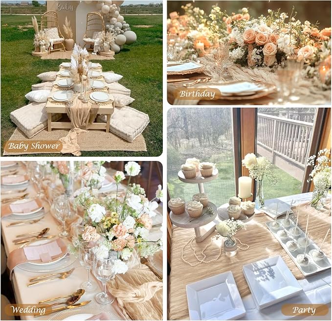 Champagne Cheesecloth Table Runner 35x120 Inches, Summer Cheese Cloth Table - Image 4