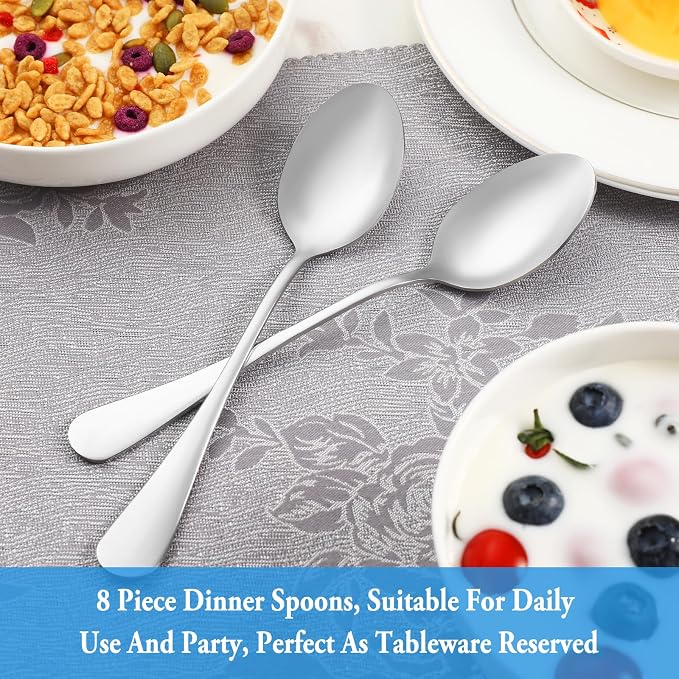 8 Pcs Tablespoon Spoon Set, Premium Food Grade Stainless Steel Spoons, Serving - Image 7