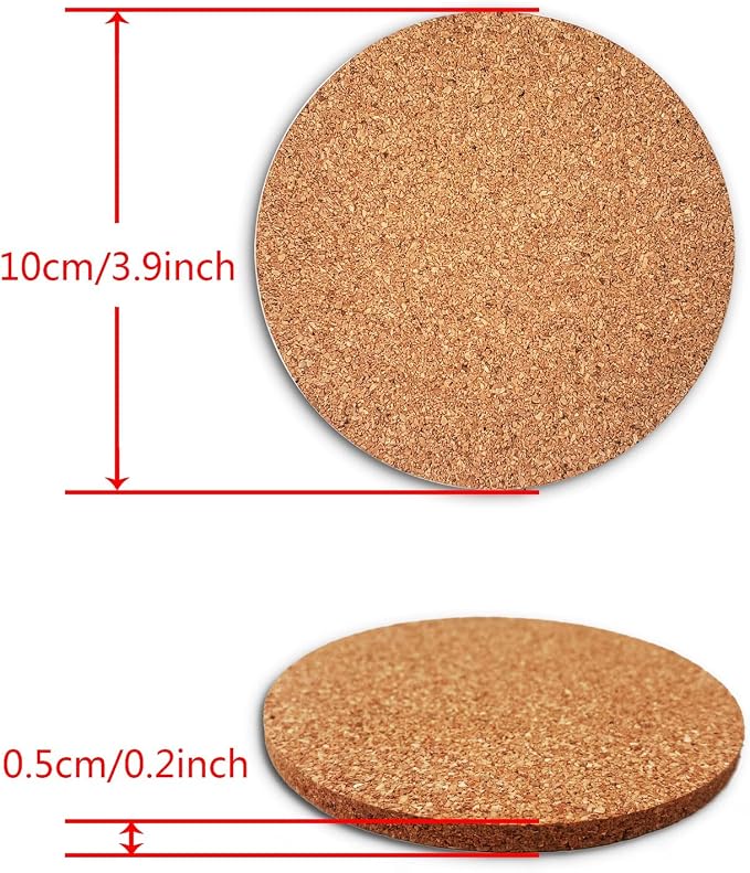 2PCS Cork Coasters for Drinks Absorbent Coaster 3.9 inch Simple Style Non-Slip - Image 4