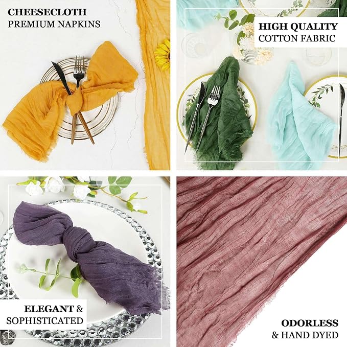 Efavormart 5 Pack 24"x19" Peacock Teal Matte Gauze Cheesecloth Napkins - Image 3