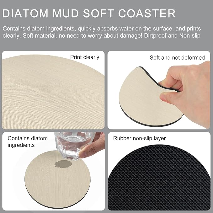 Cream Thin Lines Coasters Set of 2, Absorbent Coasters - Image 9