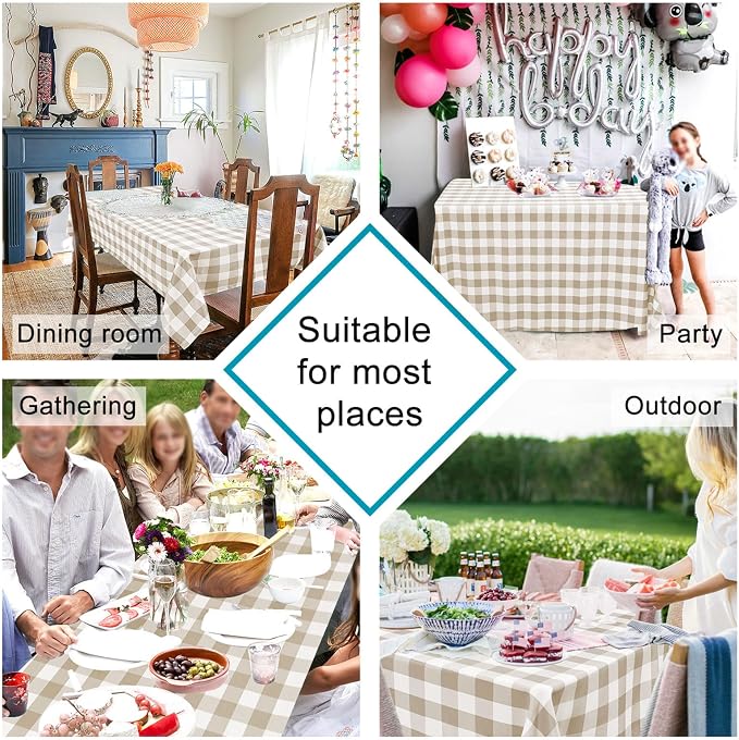 Checkered Tablecloth Rectangle, 60 x 140 Inch - Image 2
