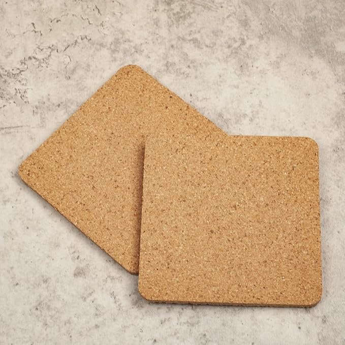 8PCS Cork Coasters for Drinks Absorbent Coaster 3.9 inch Square Simple Style - Image 5
